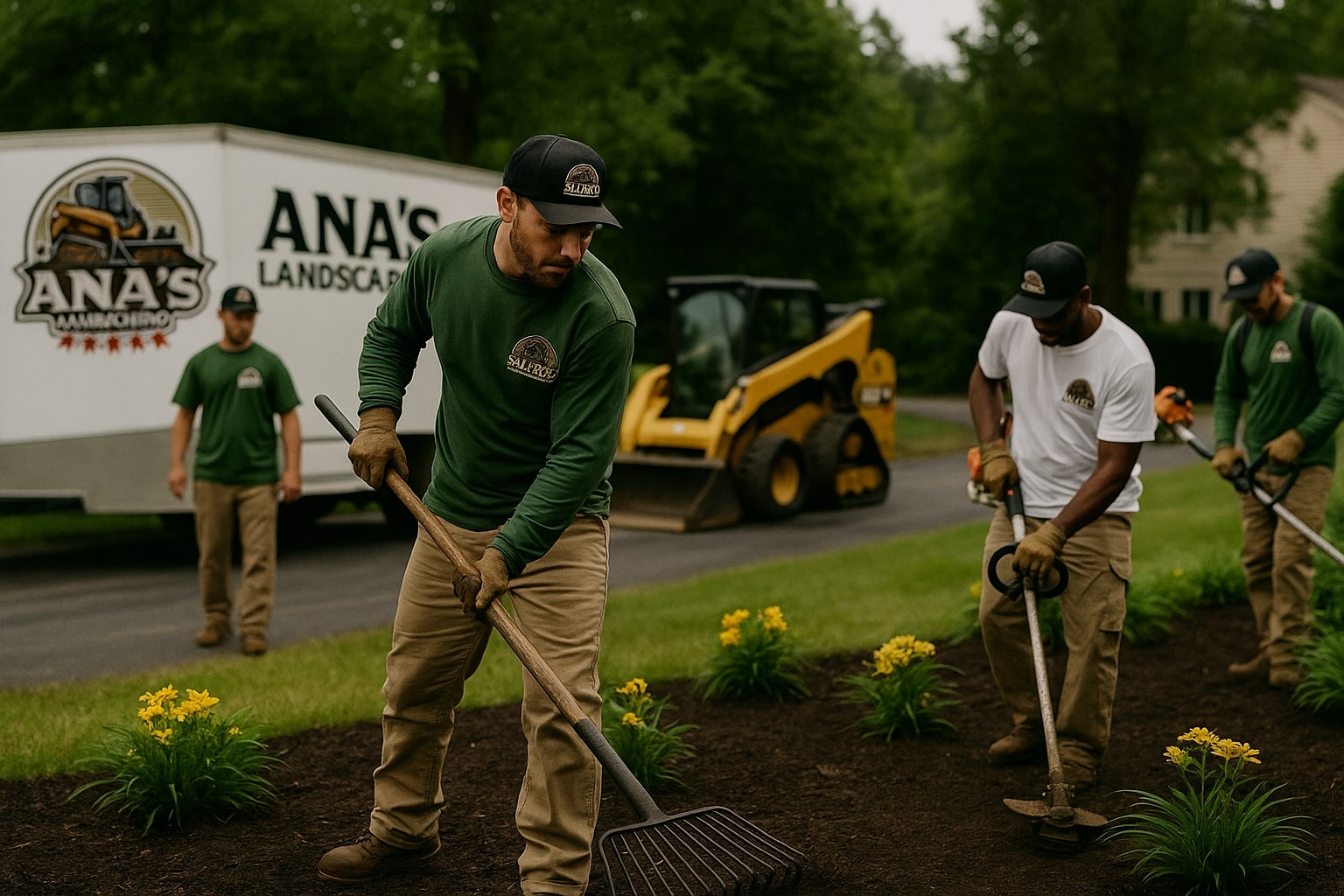 Team members working on site